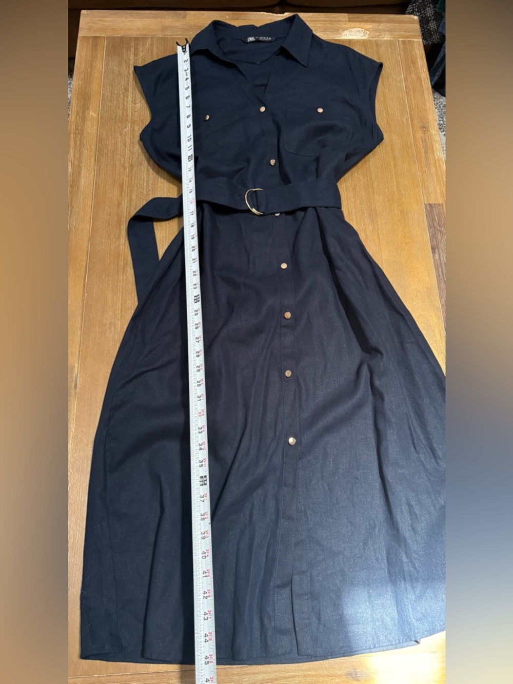 Zara Dark Navy Maxi Shirt Dress with Belt - Picture 8 of 9